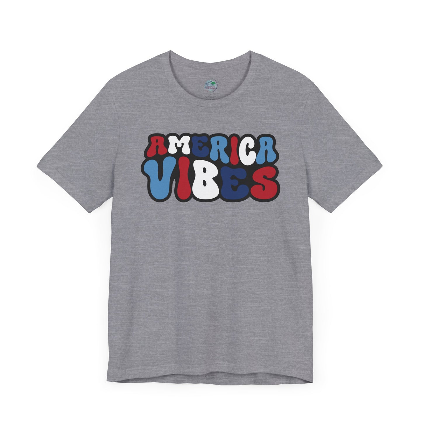 America Vibes | July 4th | Independence Day | Flag| Adult Jersey Short Sleeve Tee