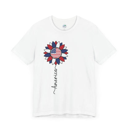 American Sunflower | July 4th | Independence Day | Flag | Adult Jersey Short Sleeve Tee