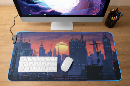 Gaming Mat | Desk Mat | Mouse Pad | Night Sky | Red Sky | Skyline | Cityscape | TCG | MTG