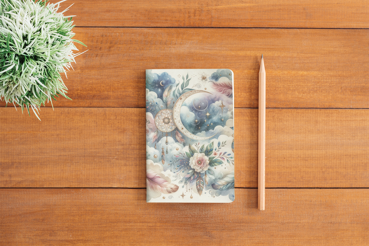 Self-Care | Goals | Mood Tracker | Boho Celestial | Softcover Journal